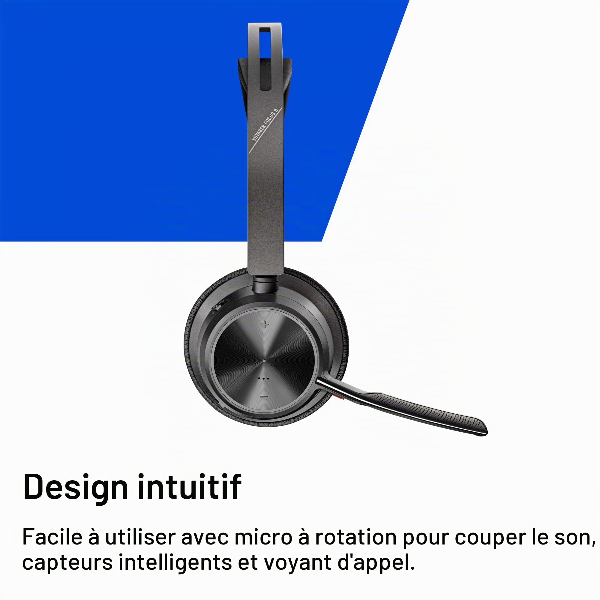 Poly Voyager Focus 2 USB-C-C Headset USB-C/A Adapter Charging Stand Customer Special 1- Active Noise Canceling (ANC) - Connect PC/Mac/Mobile Via Bluetooth - Black