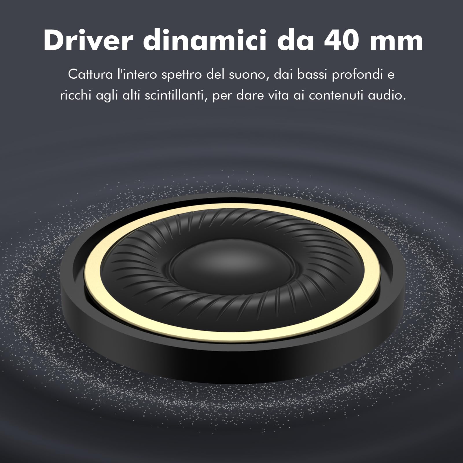 Srhythm NC45 Cuffie con Cancellazione Attiva del Rumore, Cuffie Bluetooth Wireless Sopra l'orecchio con Microfono Bassi Profondi, Pieghevoli e Resistenti, Comodi Cuscinetti Proteici, 40 Ore