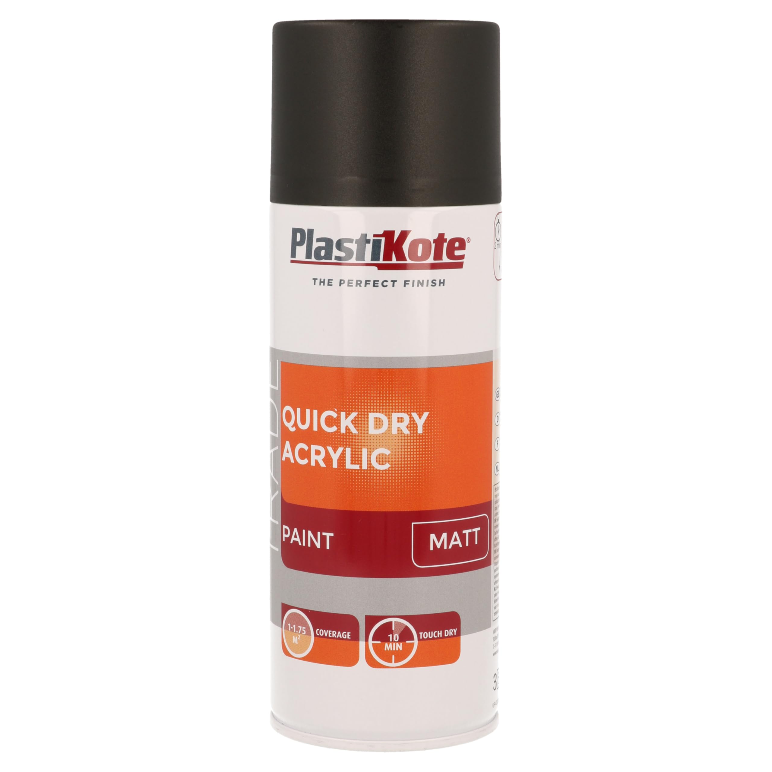 Plastikote Quick Dry Acrylic Spray Paint 400Ml Matt In Plastic Black