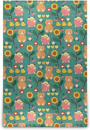 Cute Cartoon Bear and Cute Stuff Plush Travel Blankets Holiday Flannel Fleece Blanket Warm Ultra-Soft Throws 60x90 Inches for Sofa, Sofa, Office