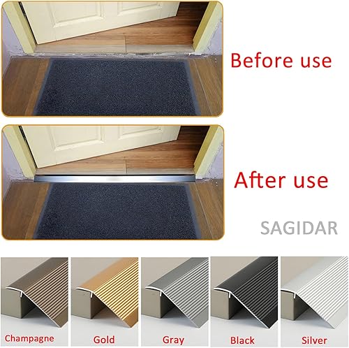 Miniatura 5 de Tira de suelo de tabla de transición para puertas, rampas de umbral de 1.2 x 2.9 in antideslizantes, diseño a rayas, reductor de umbral de rampa