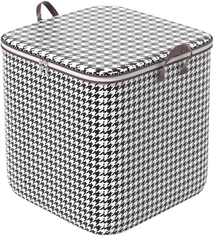 TAPITTAPIT 140L Large Storage Bags Clothes Storage Bins Foldable Closet Organizers Storage Containers with Zippers and Handles for Clothing Blanket Comforters Bed Sheets Pillows Toys (Houndstooth 140L)