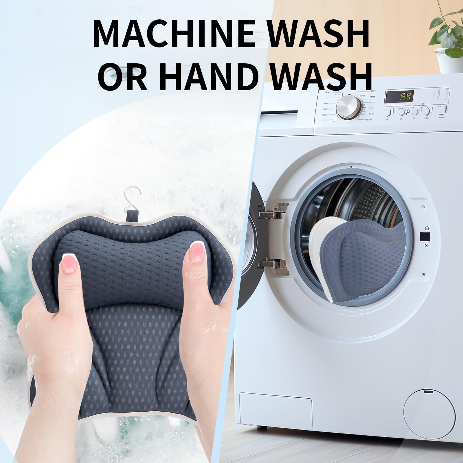 Almohada de Bañera, Cojín de Baño Confortable para Cabeza, Cuello, Espalda y Hombros, 4D Air-Mesh con 6 Ventosas, Accesorio SPA en Casa, Adaptable a Todas Las Bañeras