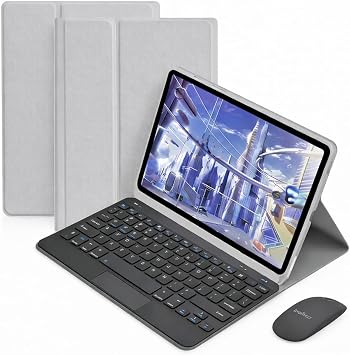 Microcase Samsung Galaxy Tab A11 Plus 11 inch Tablet Uyumlu Bluetooth Touchpad Klavye+Bluetooth Mouse+Standlı Kılıf-BKK7 (Siyah)