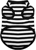 Vista 16 de Paiaite Juego de camisa de perro de 3 piezas a rayas oscuras, hecha de algodón transpirable para perros pequeños y medianos. Mantén a tu canino