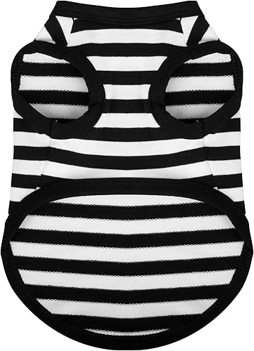 Miniatura 8 de Paiaite 3 piezas de camisa a rayas para perro, algodón de color oscuro, sin mangas, transpirable, ropa para mascotas, sudadera colorida para