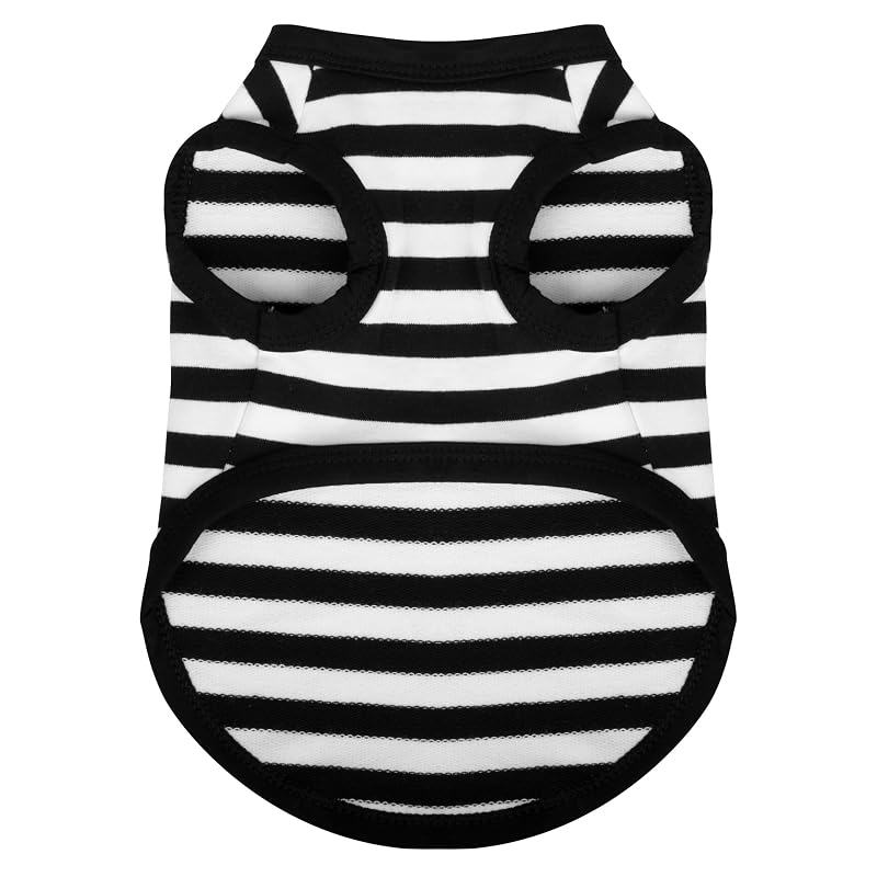 Camisa listrada sem mangas de algodão para cães Paiaite, Black, tamanho L