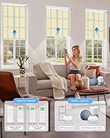 Vista 2 de Persianas enrollables motorizadas de filtrado de luz con control remoto, persianas inteligentes para ventanas que funcionan con Alexa Google a