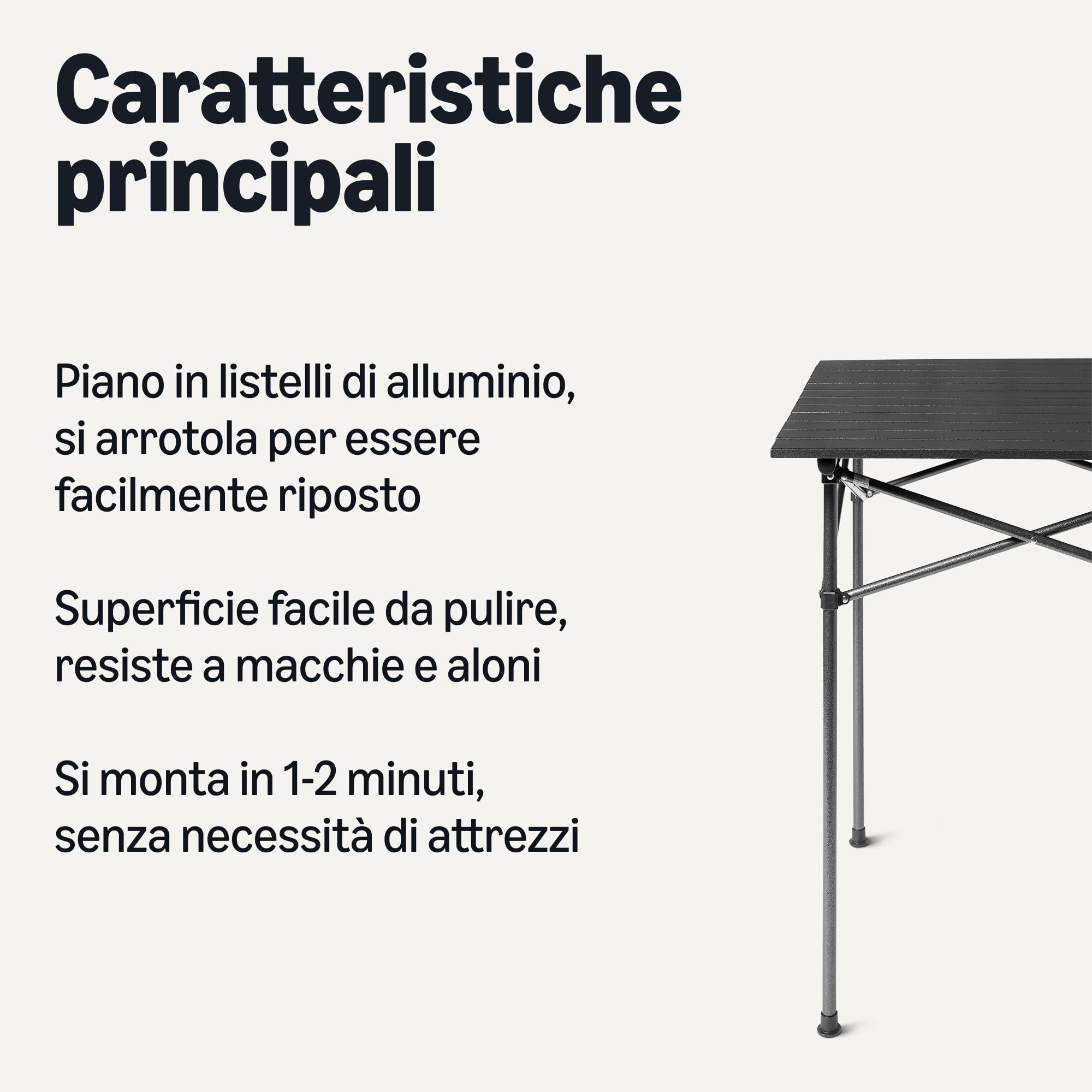 Amazon Basics Tavolo da Campeggio, Alto, 70.2 cm (L) x 70.2 cm (P) x 70 cm (A), Nero