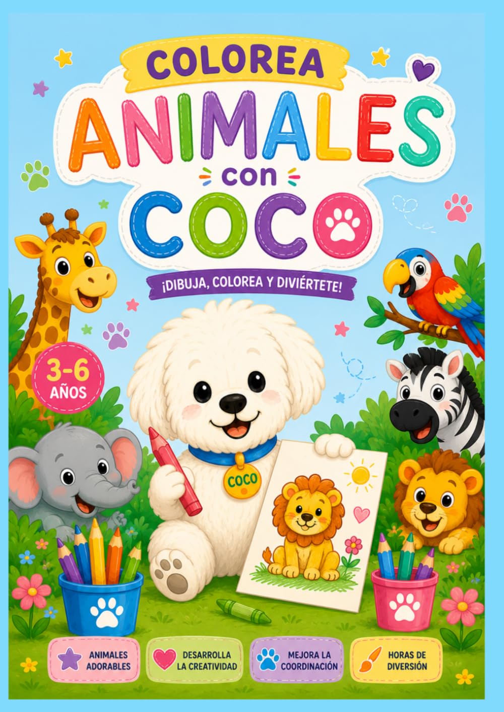 Colorea Animales con Coco: Animales fáciles y divertidos para pequeños artistas