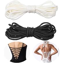 Andibro 2 PCS 5M Corset String Replacement, Beige Black Corset Lacing Women's Tie Back for Wedding Bridal Gown Lace Up Corset Dress Straps