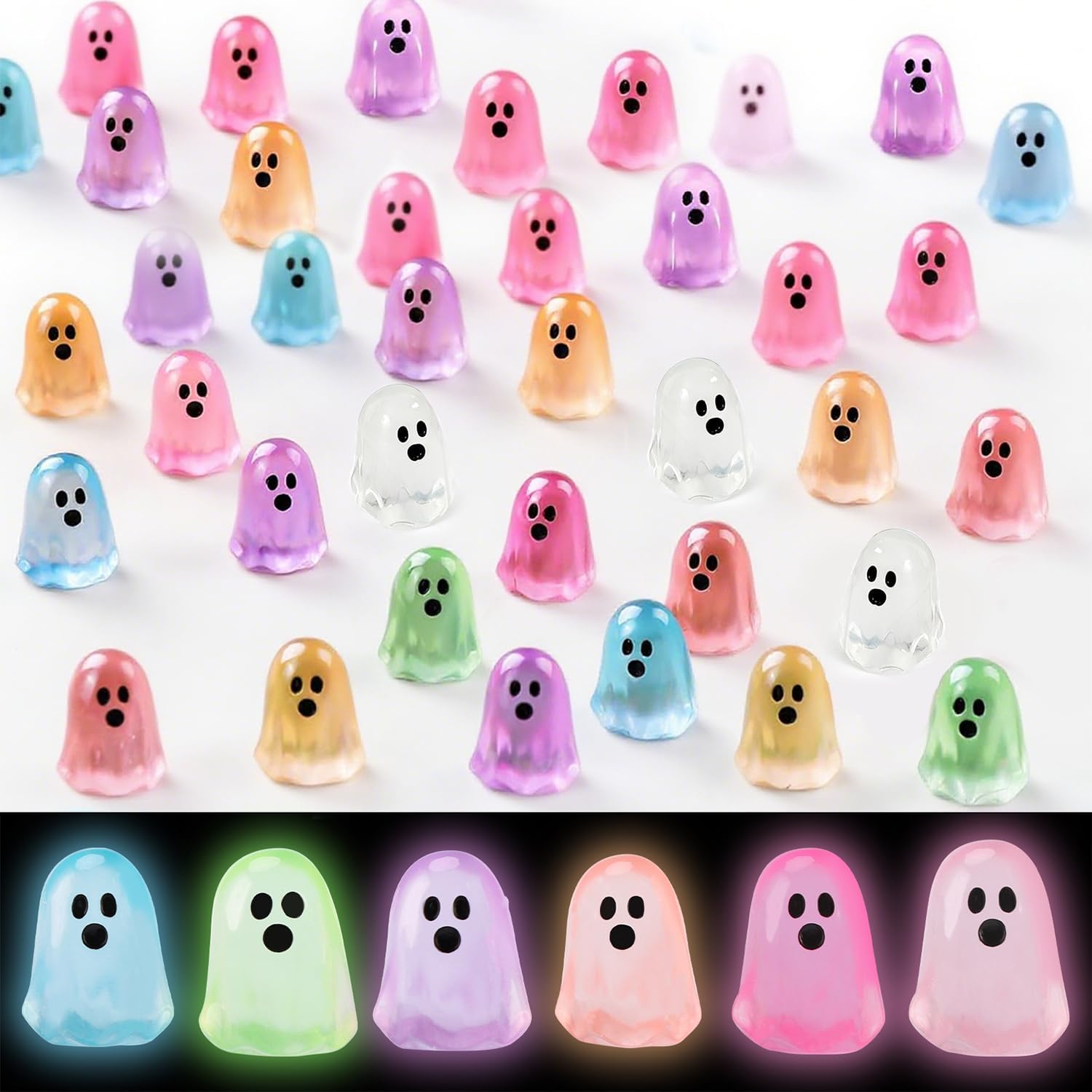 Ayland 120Pcs Halloween Mini Ghost Figurines Glow in the Dark