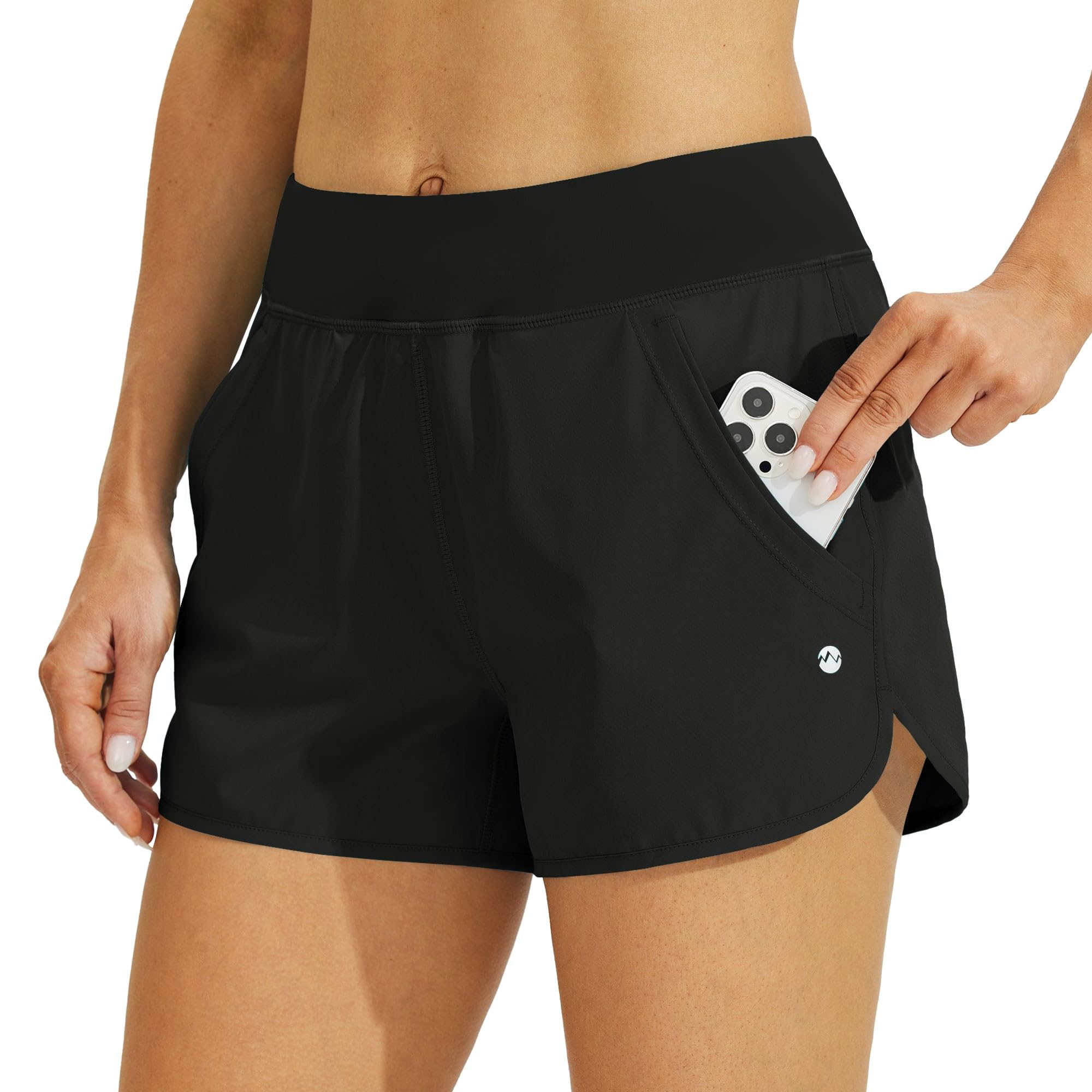 Women's 3" Swim Board Shorts Swimming Bottoms with Brief Liner Quick Dry UPF 50+