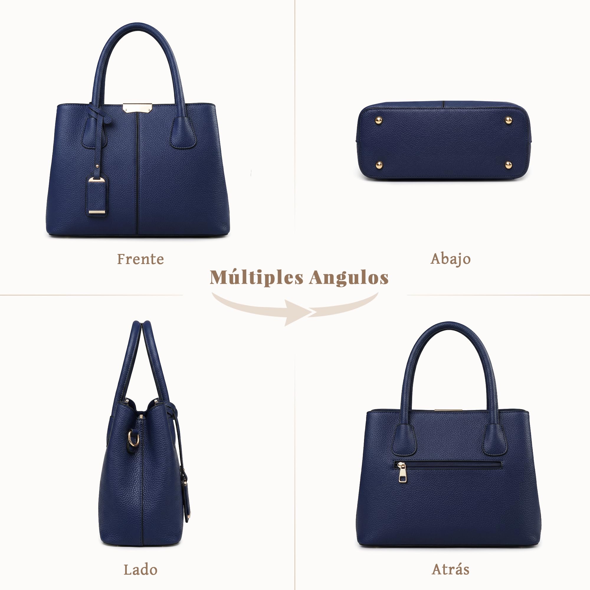 Bolso Mujer Grande de Piel PU con Colgante, Bolso de Mano Elegante