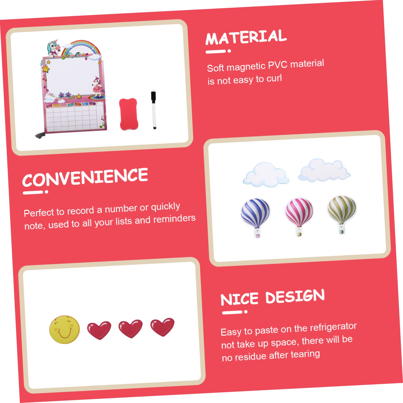 MAGICLULU 5 Set Bloc Notes Lavagna Da Cucina Adesivi Del Programma Di Pianificazione Adesivo Magnetico Mini Lavagna Bianca Frigo Magneti Mini Frigo Per Bambini Colorful Magnete in Gomma
