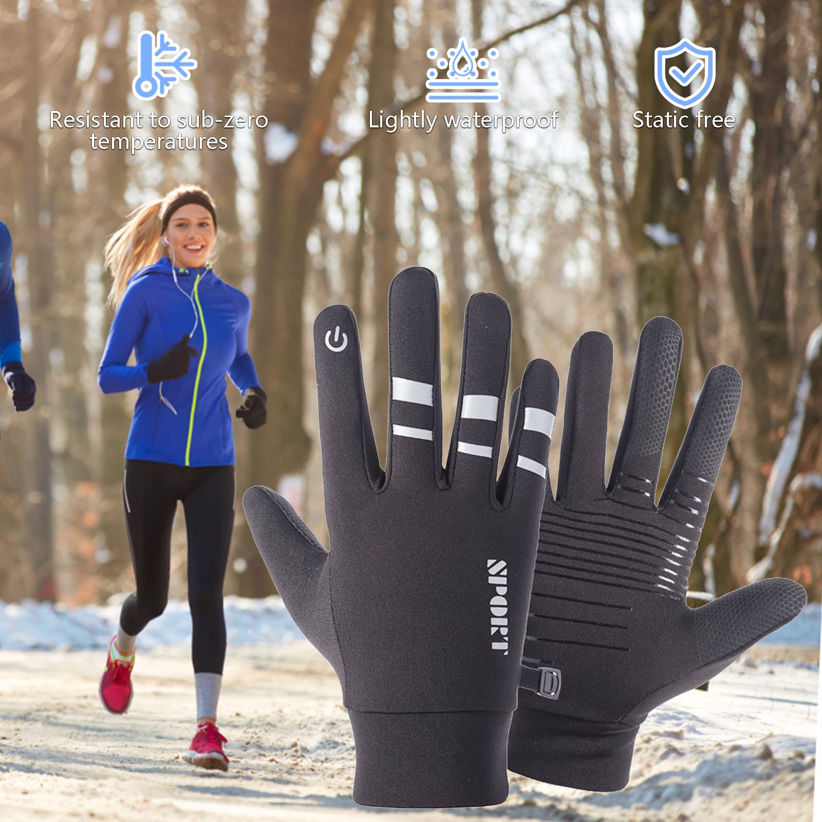Gants De Cyclisme Tactiles + Brassards Réfléchissants - Coupe-vent, Antidérapants Pour Homme/femme - 7