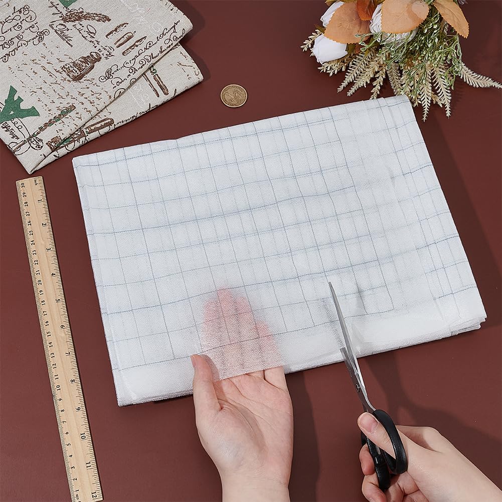 BENECREAT Fusible Interfacing with 1x1 Inch Grid, 4 Yards x 47.2 Inch Nonwoven Layout Grid Iron on Interfacing for Quilting, Sewing, Crafts Supplies