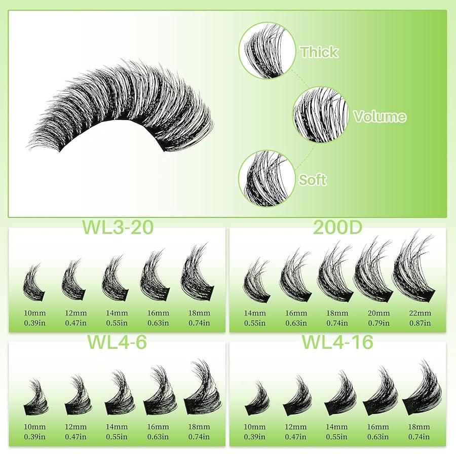 LASHSUN Lash Clusters Kit 540pcs D Curl 4 Styles 10-22mm Wispy Cluster Lashes Kit Soft and Comfortable False Eyelashes Extension Kit, DIY Long Lasting Lashes At Home, image 6