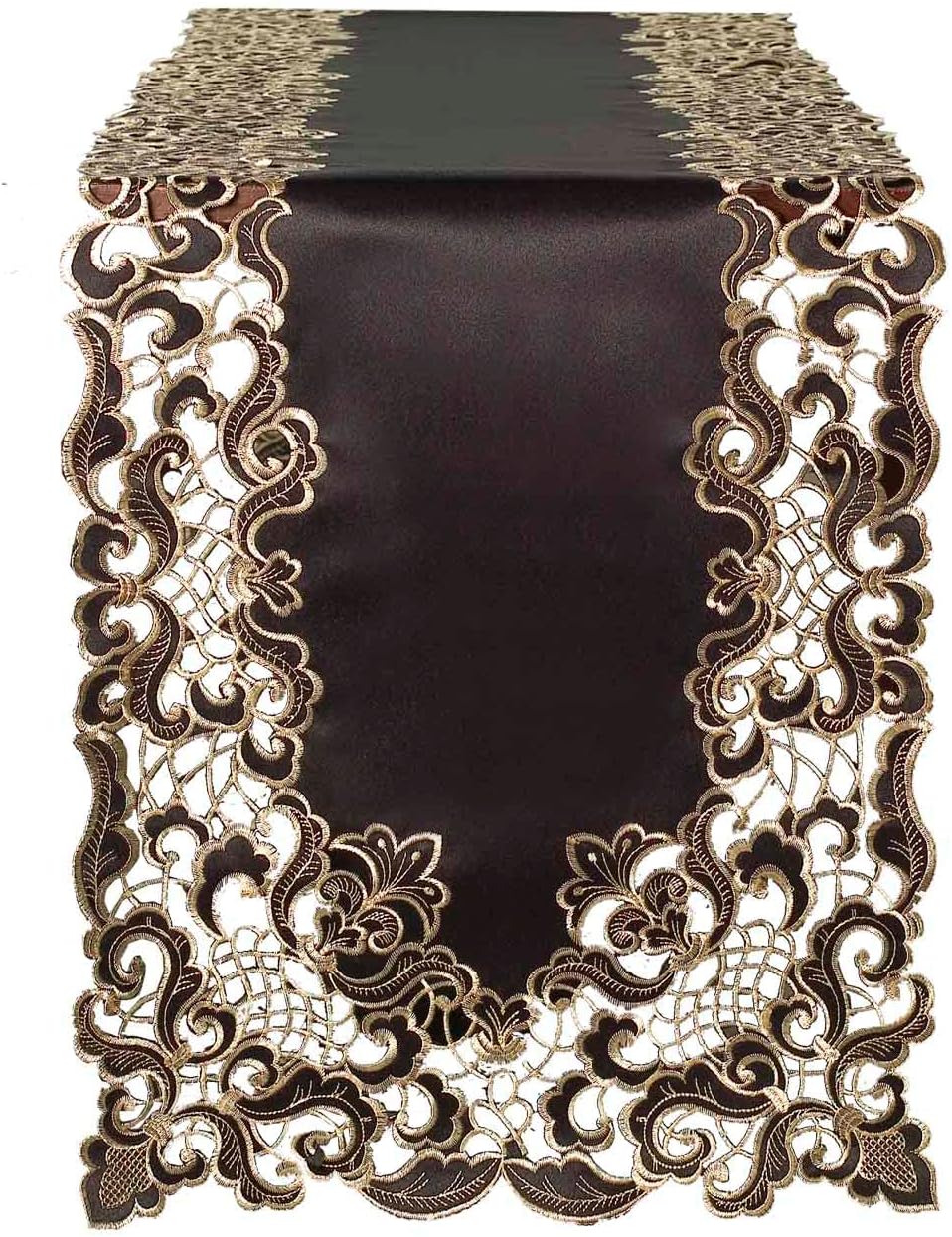 Gold Lace Black Table Runner Dresser Scarf European