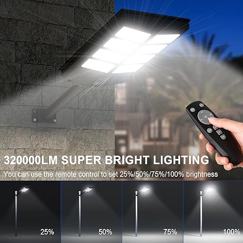 Miniatura 6 de Luces solares de calle de 100000LM para exteriores, luces solares para exteriores, impermeables IP66 para iluminación al aire libre, entrada,