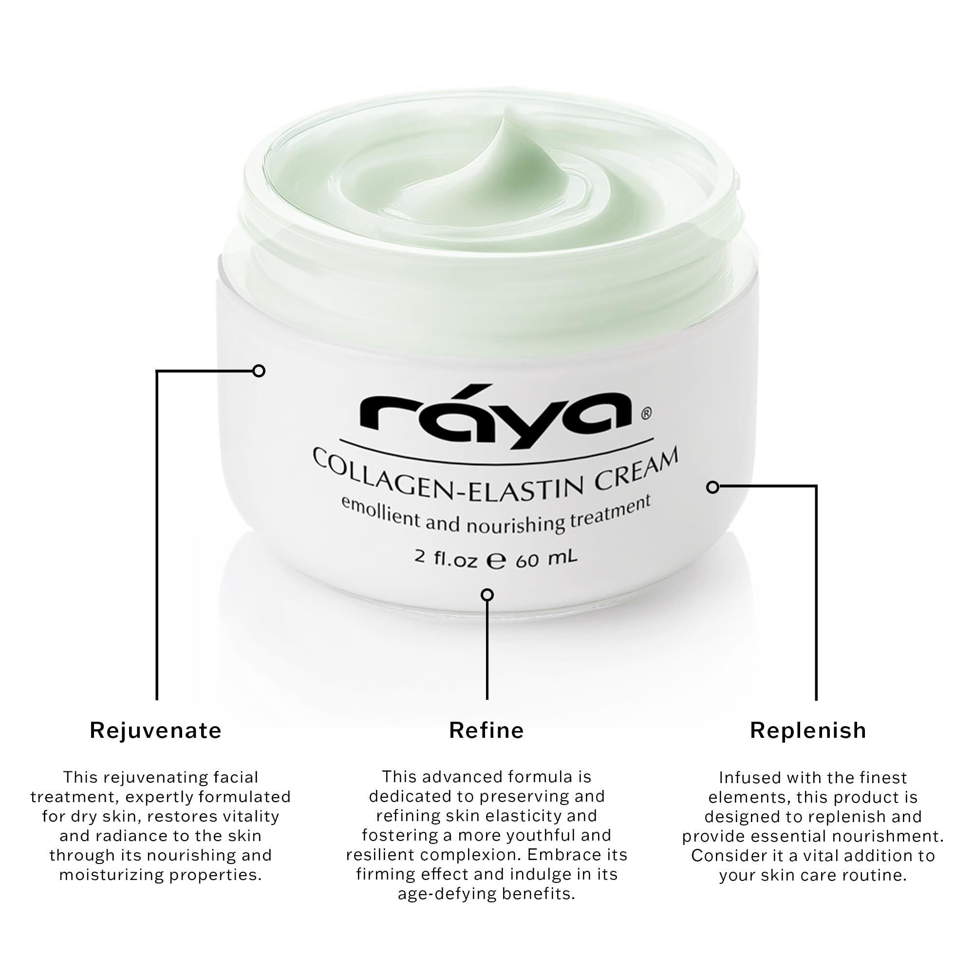 Raya Collagen-Elastin Cream 401 Face Cream for Dry Skin, 2 Oz