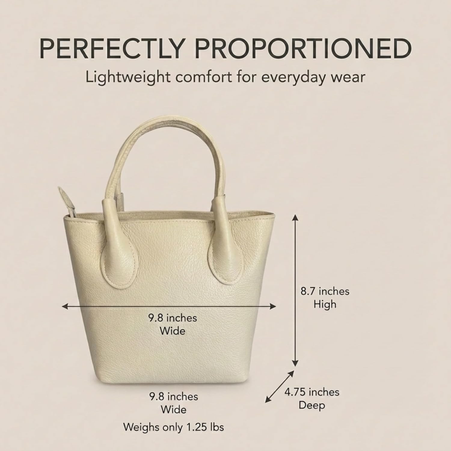 Perla Mini Leather Satchel for Women – Italian Pebbled Leather Small Structured Handbag, Top Handle Crossbody Purse | Small Structured, Top Handle, Crossbody Purse, Made in Italy, Genuine Leather