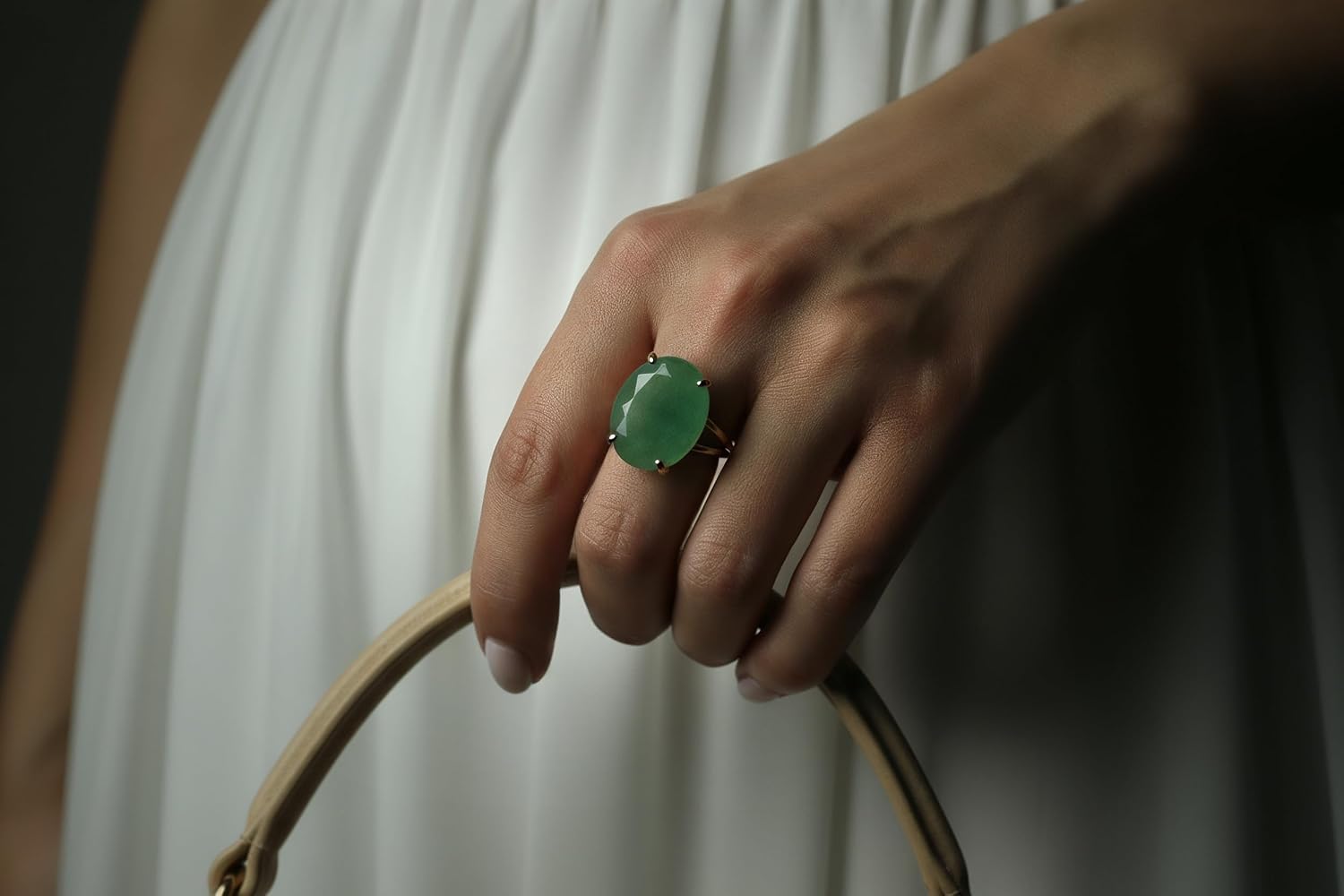 Oval Natural Green Aventurine Ring - Faceted Gemstone 925 Sterling Silver Artisan Womens Ring - Bohemian Healing Crystal Jewelry - Statement Fashion Ladies Jewelry