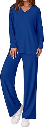 PRETTYGARDEN 2 Piece Lounge Sets for Women Fall Outfits 2025 Casual Loose Long Sleeve Tops Wide Leg Pants Matching Pajama Set