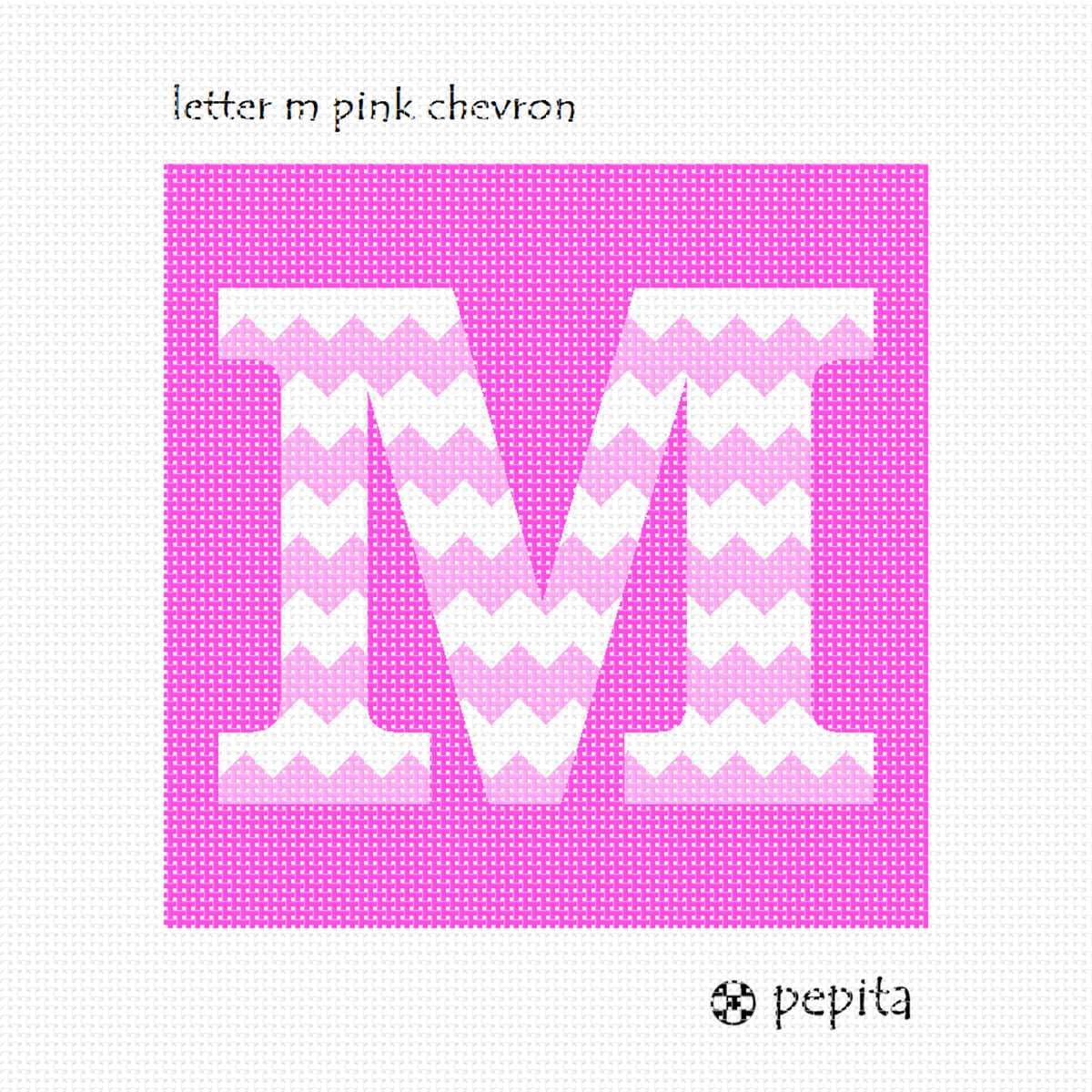 Pepita Needlepoint kit: Letter M Pink Chevron, 7