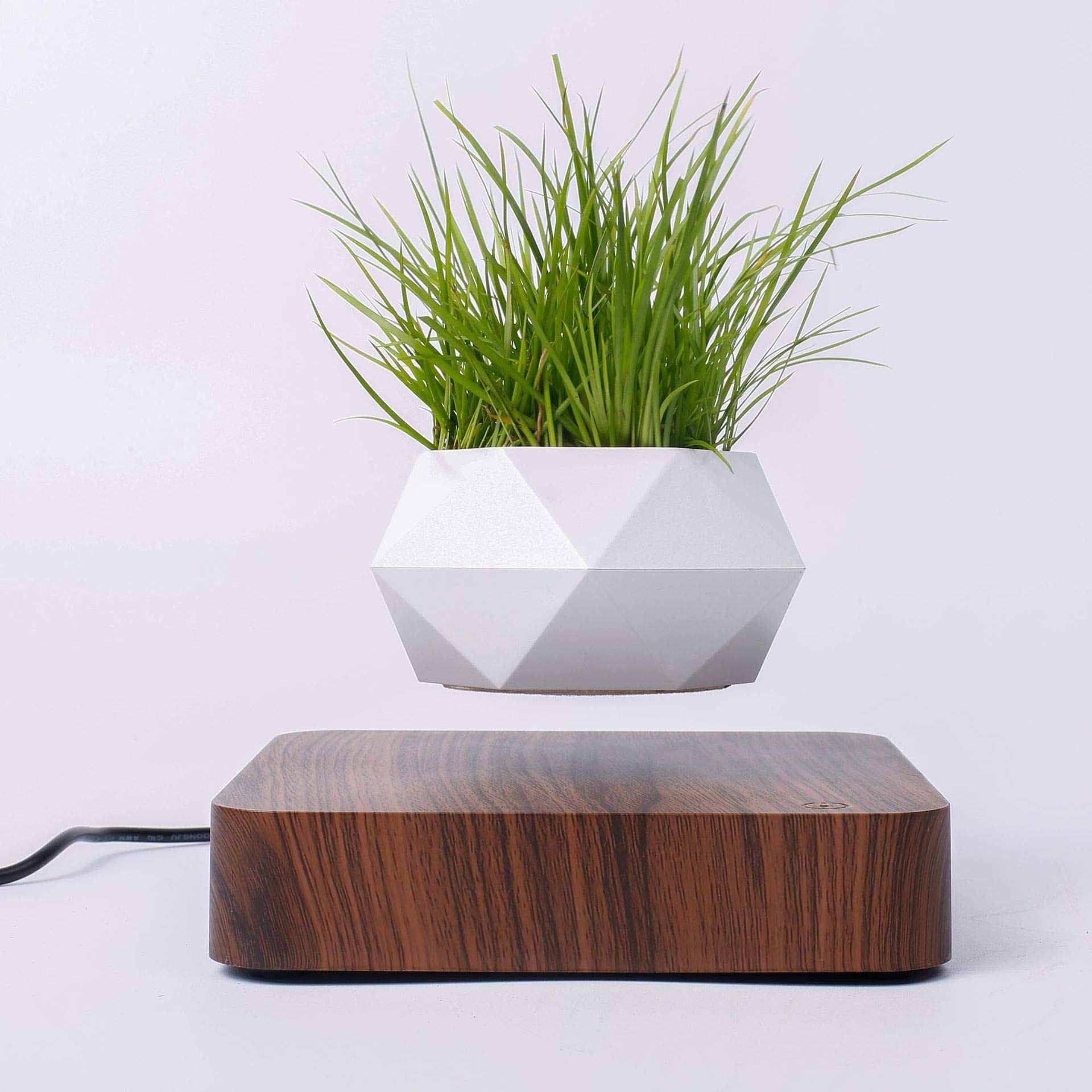 Lewitacja magnetyczna unoszące się powietrze bonsai kreatywne ozdoby rotacja roślina doniczkowa wisząca doniczka do domu biurko dekoracja (ciemnobrązowy)