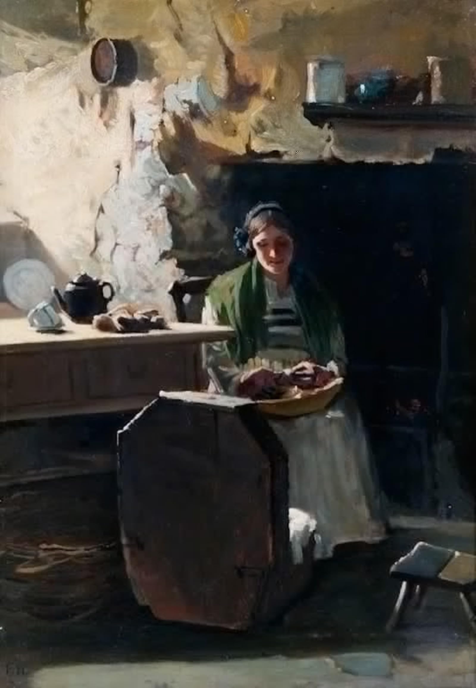 POSTERIIk Vintage Classic Picture Landscape Artwork Peeling Potatoes by Frank Holl Portrait Canvas Painting for Office Home Decor 60x90cm