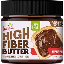 Leckar High Fiber Butter Keto Friendly, Sugar Free Supplement Carob Powder Superfood with Sprouted Seeds, Topping, Dessert for Healthy, Diet or Diabetic Treats 5 peppers sugar free