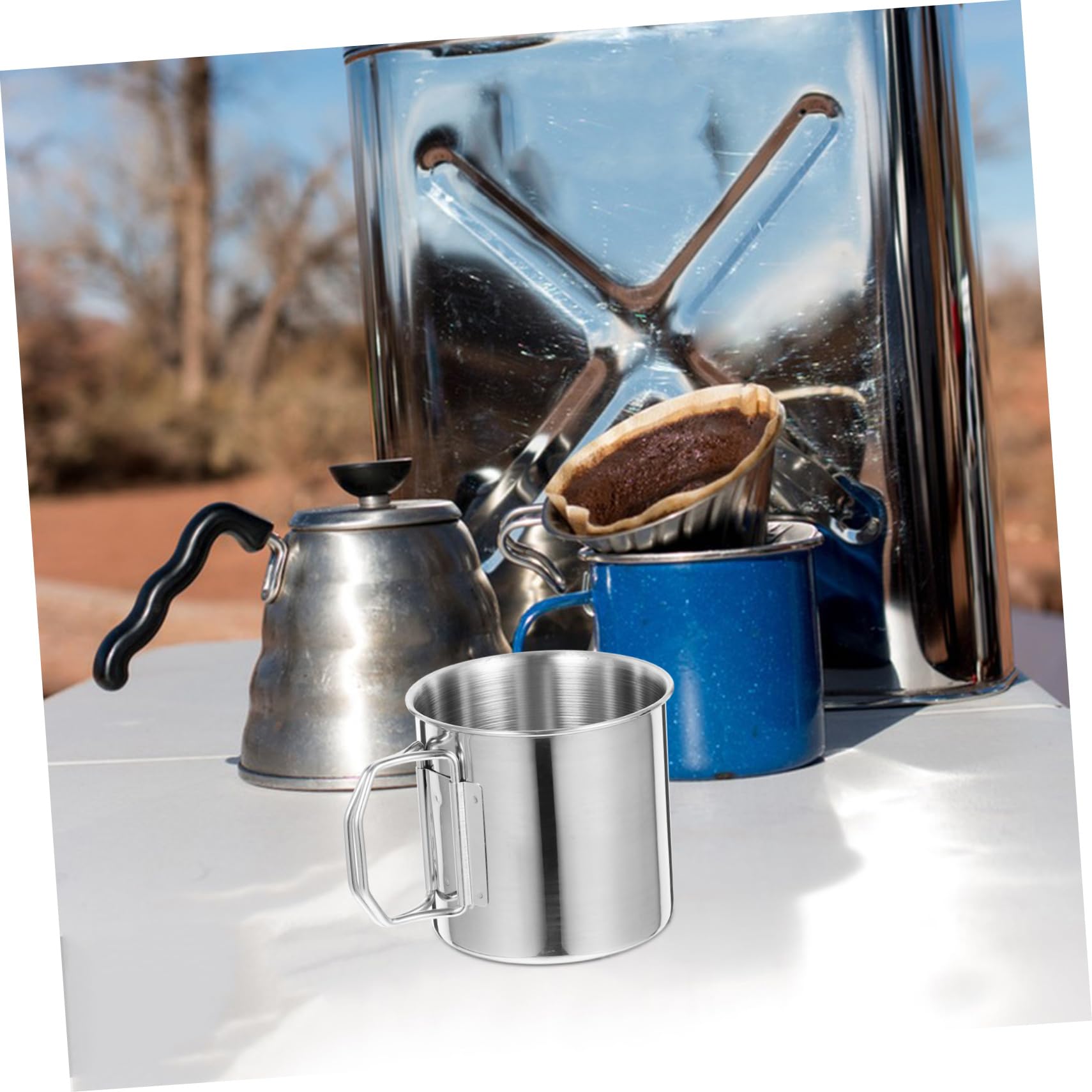 TOYANDONA 5 Ensembles Tasse De Camping Inoxydable De Tasses Pliables Avec Poignée Pour Randonnée Et Aventure Plein Air Mug Portable Pour Café Et Thé 2 Pièces * 5