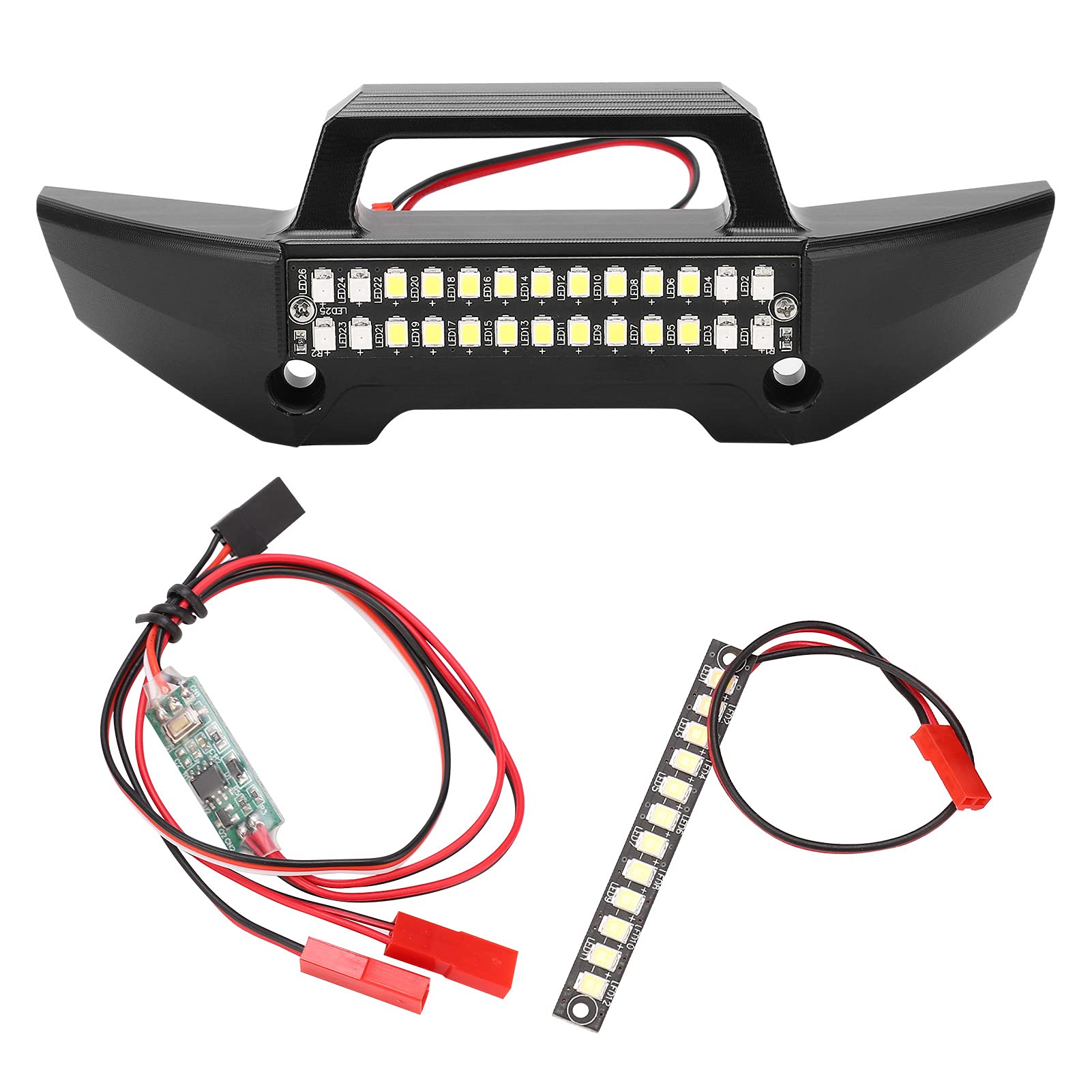 Paraurti Anteriore RC con Luce a LED Protezione Durevole in Lega di Alluminio per MAXX 89076 1/10 RC Accessori per la Guida Notturna Dell'auto