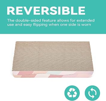 MEETOZ Scratching Board for Indoor Cats With Catnip, Premium Scratch Textures Design, Double-Sided Usability Cardboard Scratcher (2pcs)