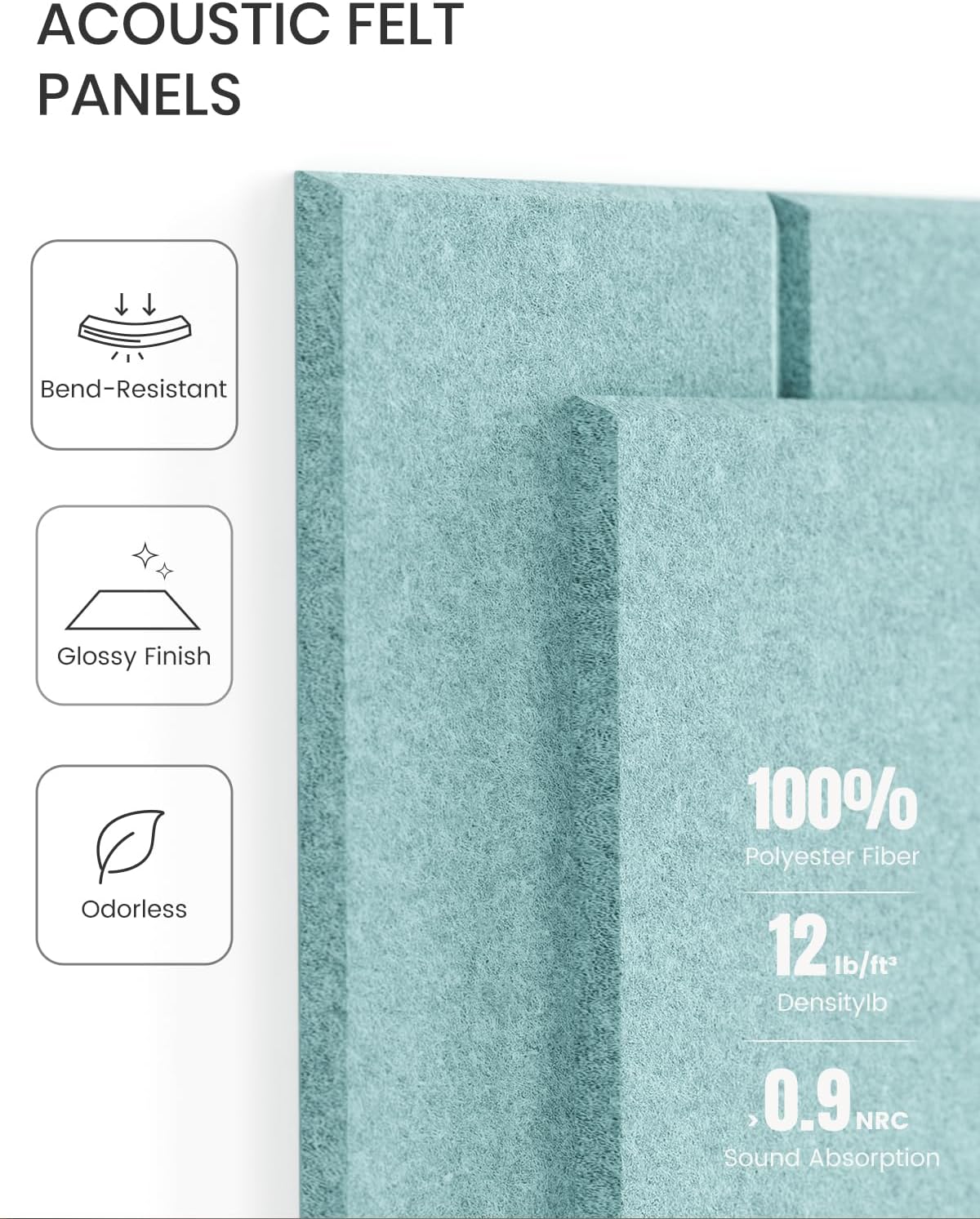 Large Felt Bulletin Board 36"x24" Cork Board Alternative - 6 Pack with 40 Safe Removable Adhesive Tabs, Cork Boards for Walls for Home Office Classroom Pin Board-Teal Blue