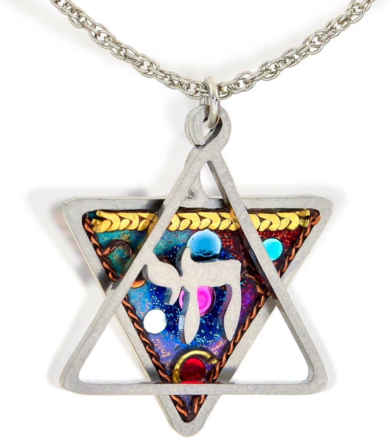 Seeka Layered Star of David Chai Judaic Necklace - N0913