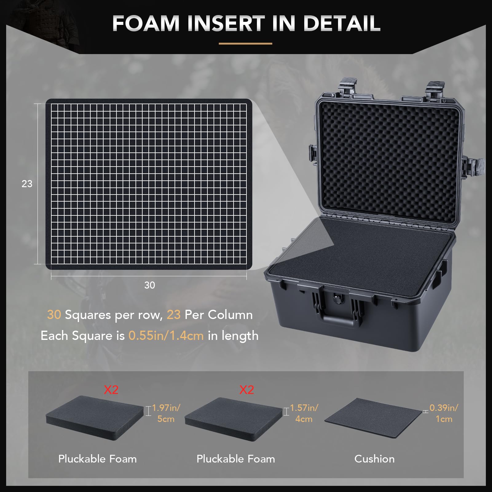 Lykus HC-4630 Maletín/Maleta/Estuche/Case rígida Impermeable con Espuma Personalizable, Tamaño Interior 46x36x24 cm, Adecuado para electrónica y más