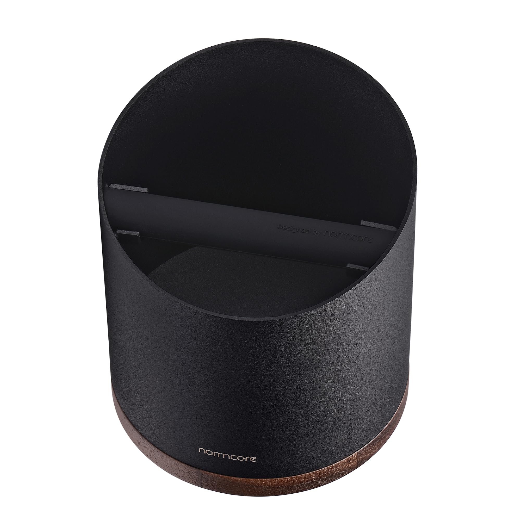 Normcore Boîte à expresso, capacité de 1 L, peut contenir 20 à 25 palets à expresso, en acier inoxydable avec base antidérapante en noyer, pour baristas à domicile, noir