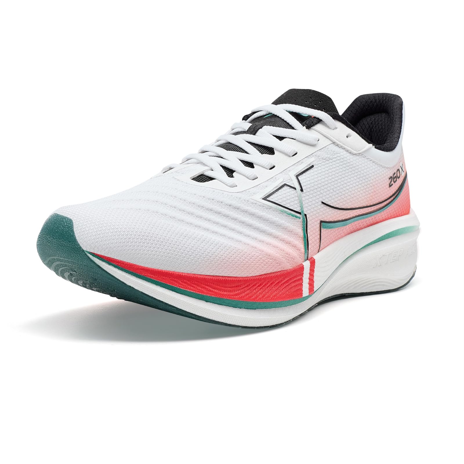 XTEP Zapatillas de correr para hombre 260X, zapatillas de maratón mejoradas con 85% de amortiguación, entrenamiento de carreras, placa de carbono ligera, zapatillas de competición, amortiguadas