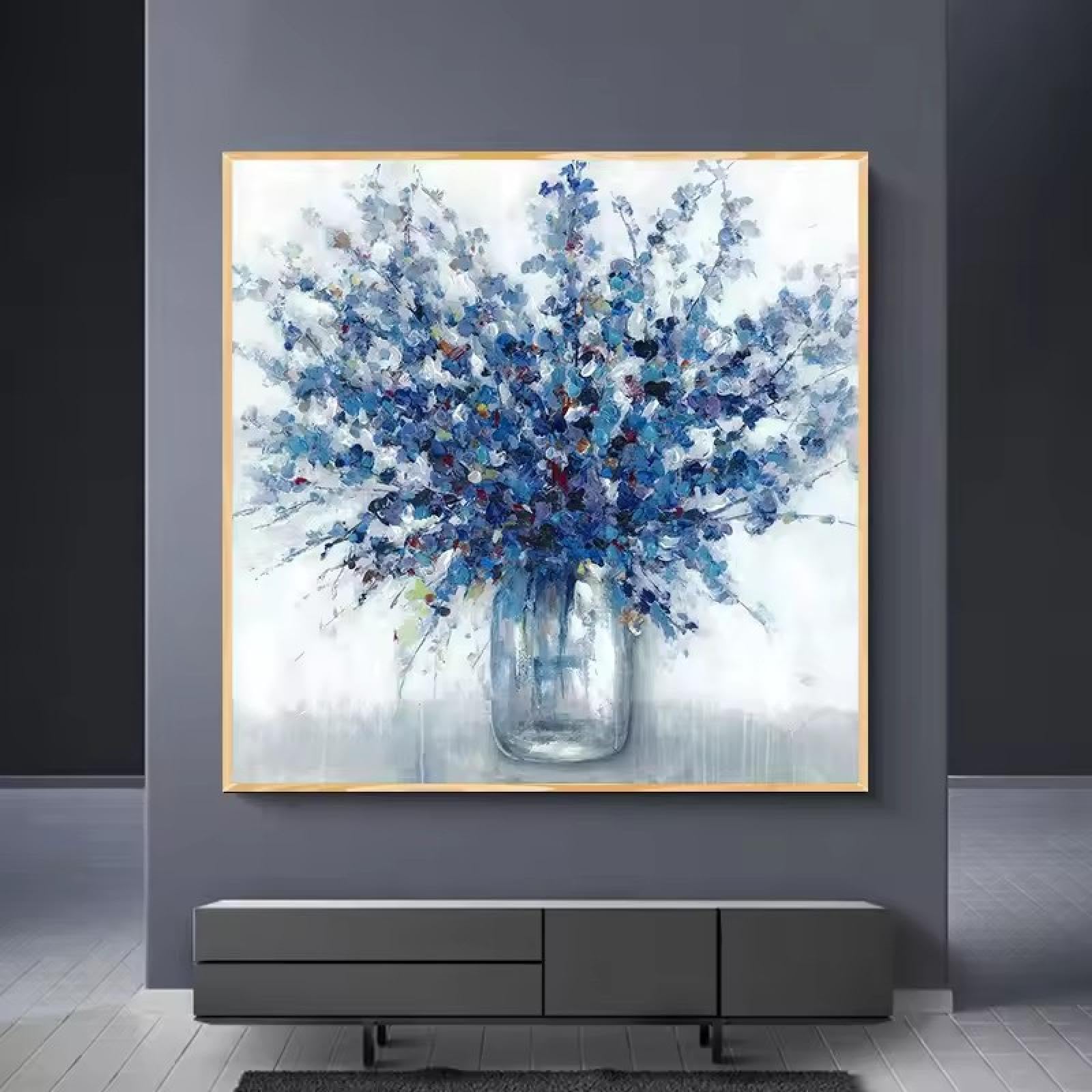 Toile murale abstraite bouquet de fleurs décoration salon 65x65 cm - 8