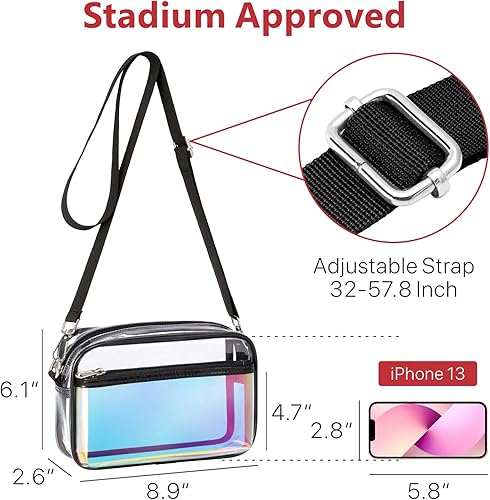 Miniatura 4 de PACKISM - Bolsos transparentes para mujeres aprobados para usar en estadios, bolso cruzado para conciertos, para el día del partido, eventos,