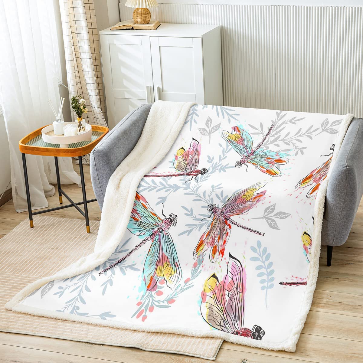 Loussiesd - Coperta in pile con motivo floreale, per ragazze, stile cinese, ideale per letto e divano, per adulti, ultra morbida, decorazione per camera singola, 150 x 150 cm