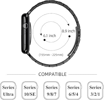 Stainless Steel Band Compatible with Apple Watch 49mm 46mm 45mm 44mm 42mm 41mm 40mm 38mm, Men & Women Metal Strap for iWatch Ultra Ultra2 Series 10 9 8 7 6 5 4 3 2 1 SE