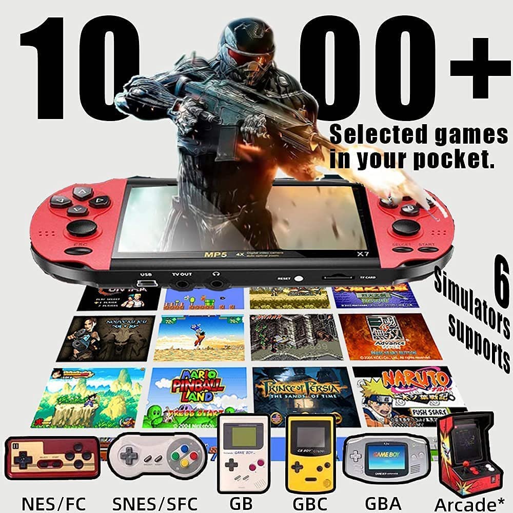 Consola De Juegos Portátil De Mano, 10000 Juegos De Video Retro FC Integrados, Pantalla LCD De 4,3 Pulgadas, Recreación Familiar, NES/GB/GBC/GBA/MD/PS1, Compatible con MP4/Txtciños