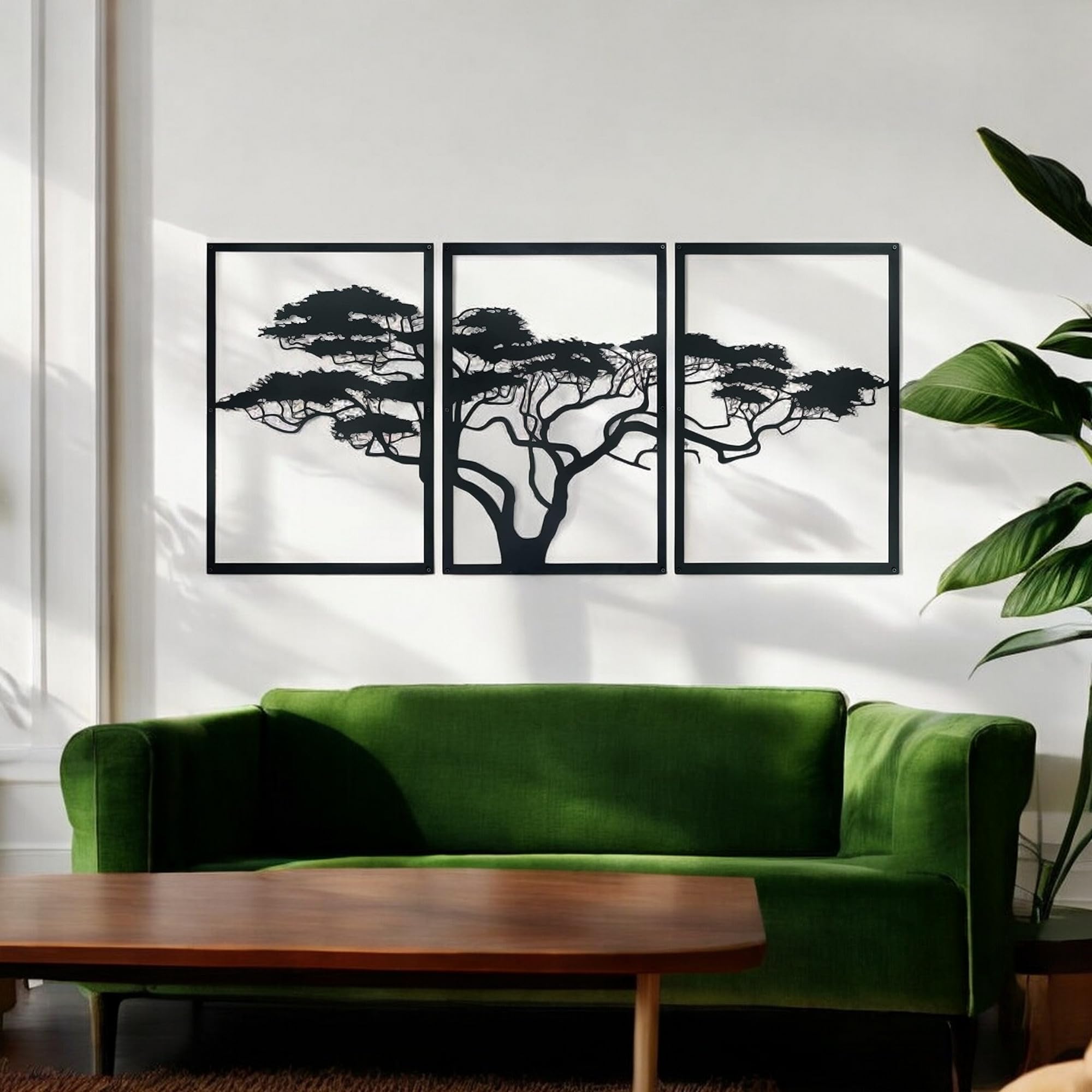 Tubibu Árbol de la Vida Decoración de Pared Mural Metal Negro 3D Moderna Cuadros para Hogar Oficina Dormitorio Salón (Africano, L)
