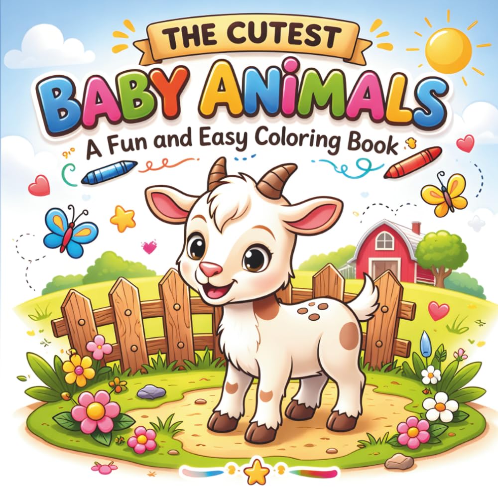 The Cutest Baby Animals: A Fun and Easy Coloring Book for Kids Ages 3–8