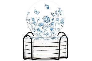 Blue and White Floral Wildflower Coasters