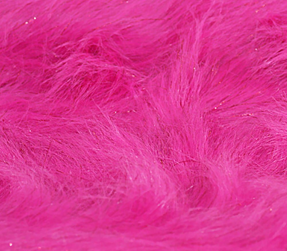 Faux Fur Fabric Long Pile Sparkling Tinsel Fuchsia / 58 Wide/Sold by The Yard
