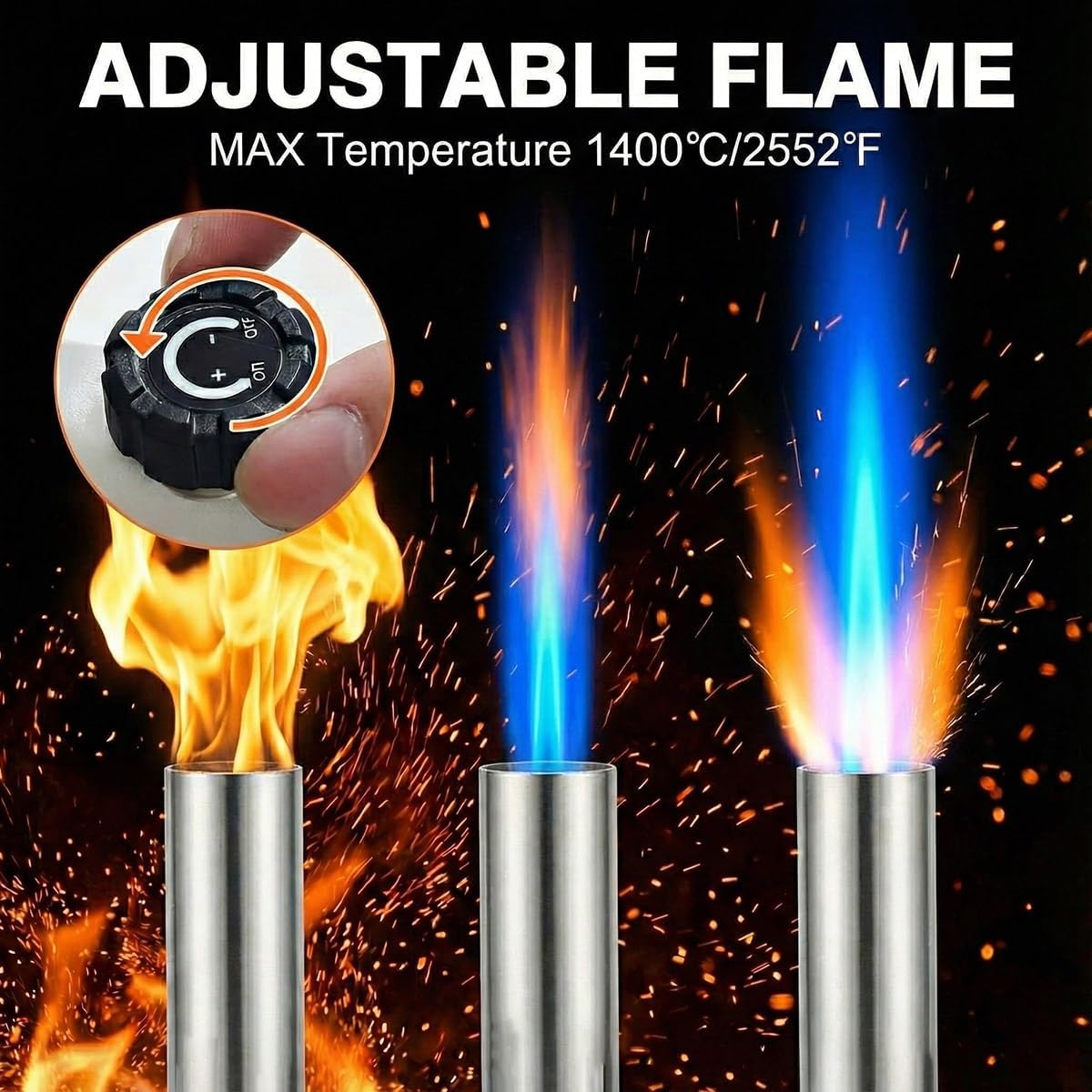 Flame Thrower Gun, Powerful Propane Torch Gun, 3272°F High Heat Torch Gun, Flame Thrower Gun with Adjustable Flame & Safety Lock Propane Torch Burner for Searing Steak, BBQ, (Tank Not Included)